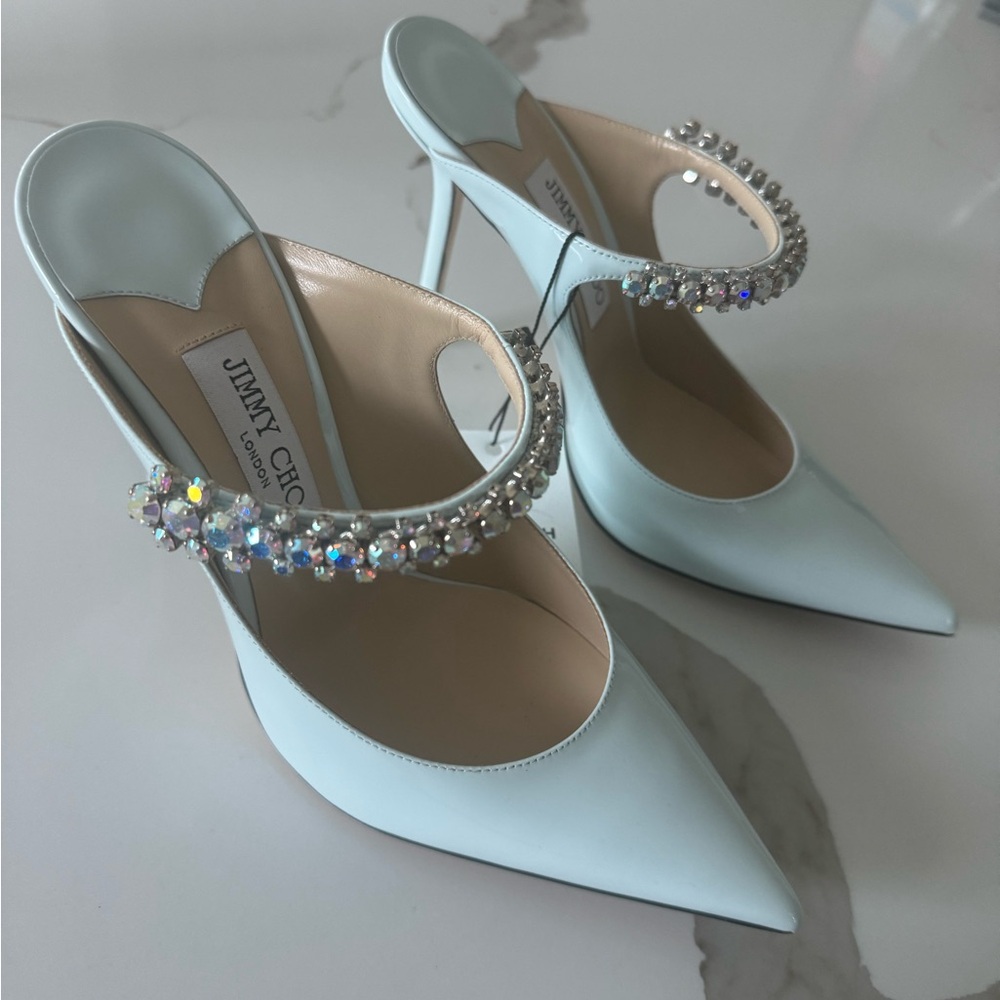 Jimmy choo crystal mules heels